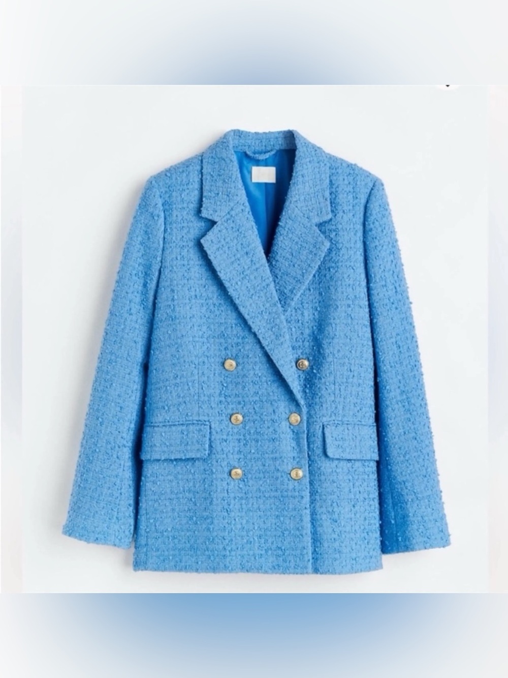 H&M Double-Breasted Bouclé Tweed Blazer Jacket M